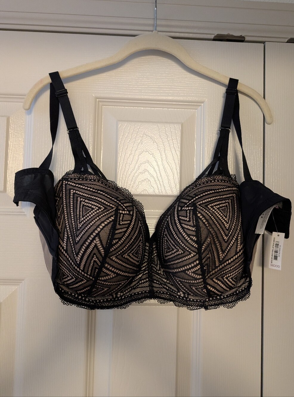 Adore Me Black Lace Geometric Underwire Bra
